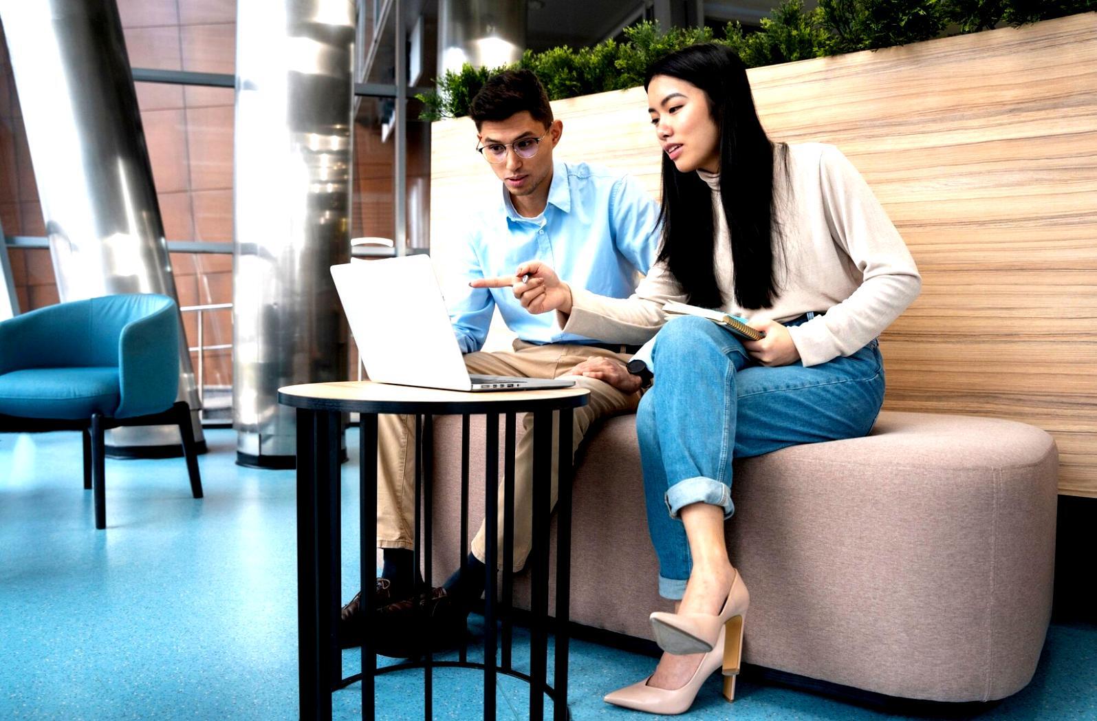 Students collaborating on financial analysis project